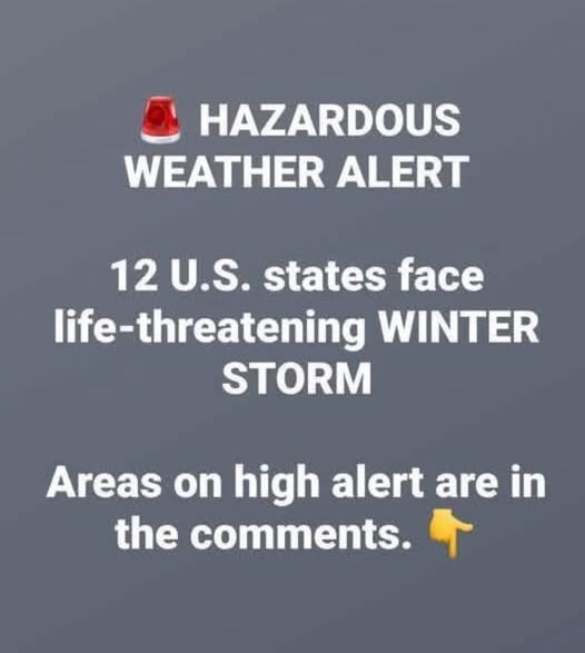 12 US States Face Hazardous Winter Storm Waa’rnings