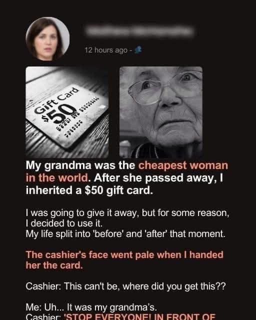 MY GRANDMA WAS THE CHEAPEST