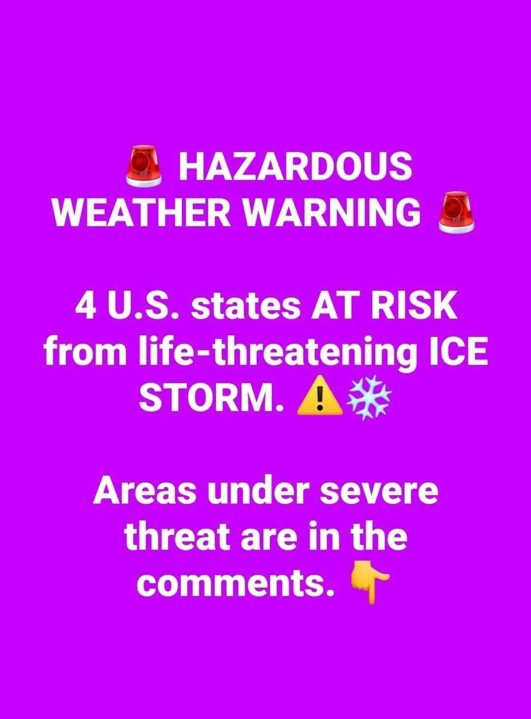 4 US States Under Threat from Hazardous Ice Storm 4 US States Under Threat from Hazardous Ice Storm