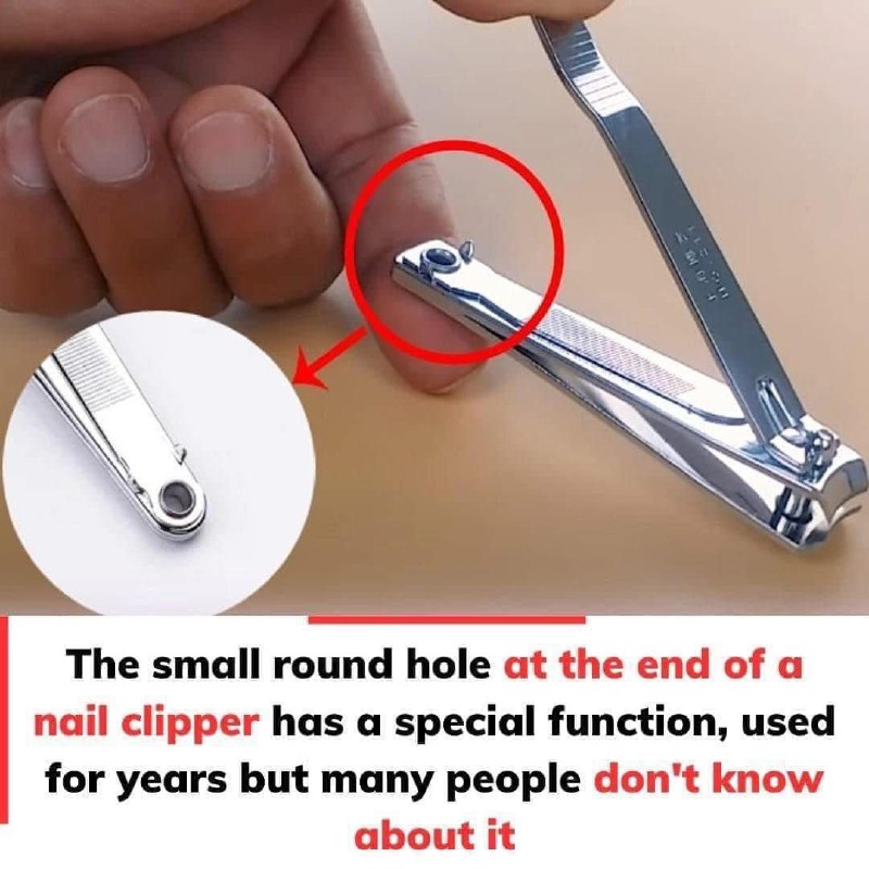 The small, round hole on a nail clipper… The small, round hole on a nail clipper…