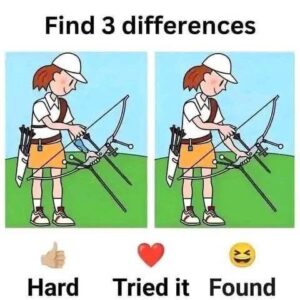 Spot 3 differences between the lady archer pictures in 15 seconds!