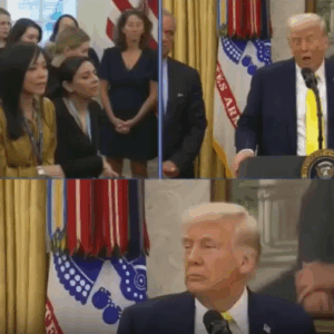 President Trump has to stop live speech as he rushed from podium after…