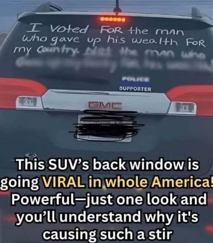 This SUV’s Back Window Message Sparks…