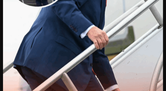 Donald Trump falls up the stairs during latest appearance