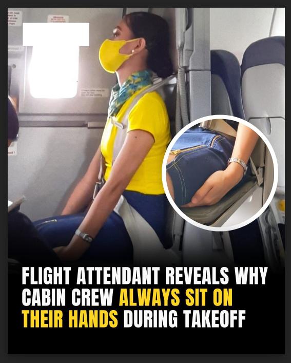 See – Here’s Why Cabin Crew Sits On Their Hands During Take Off and Landing