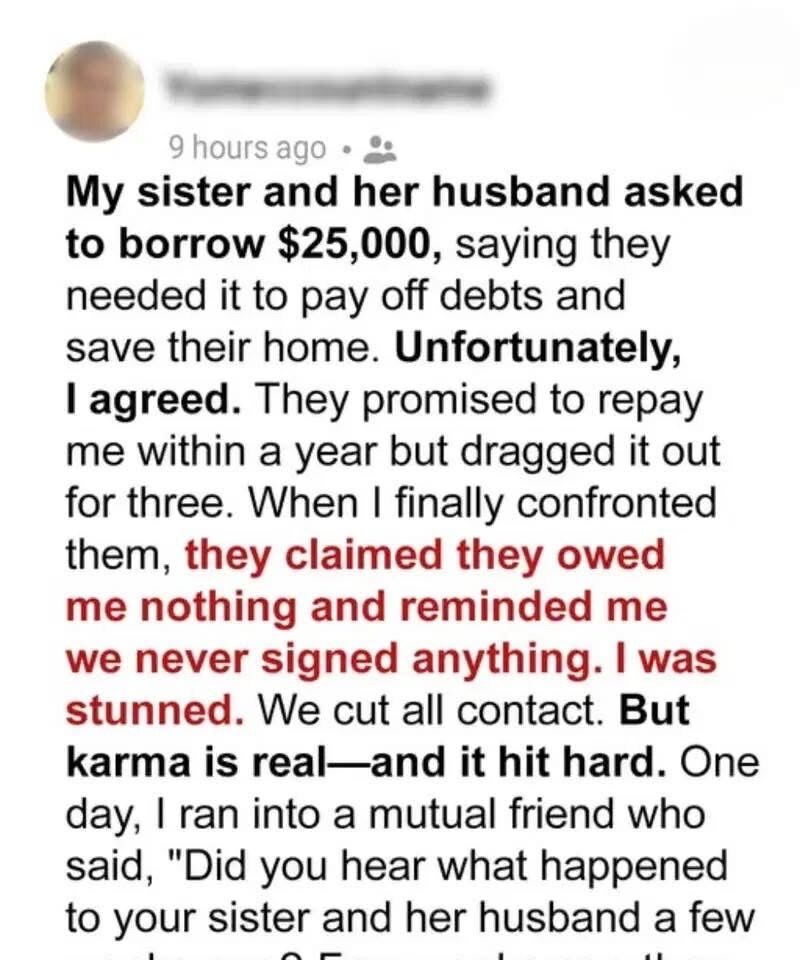 My Sister and Her Husband Refused to Repay a Massive Loan