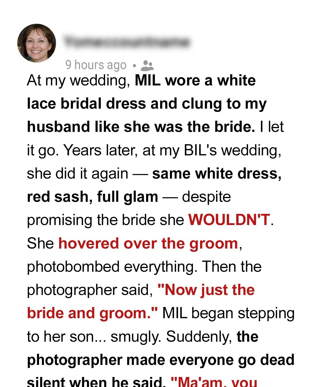 My Entitled MIL Wore White Dresses to Two Different Weddings – This Time, the Photographer Brought Her Back Down to Earth