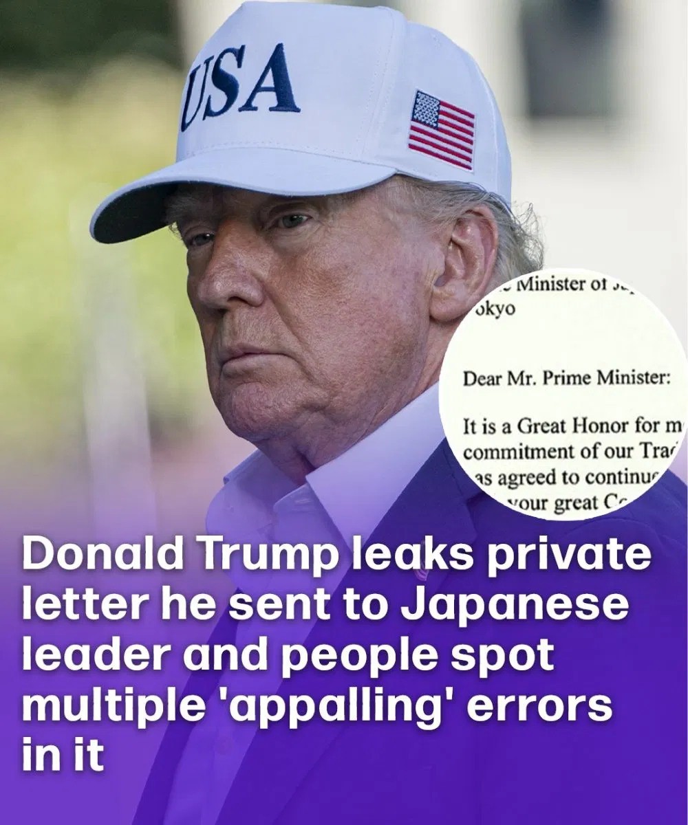 Donald Trump leaks private letter he sent to Japanese leader and people spot multiple ‘appalling’ errors in it