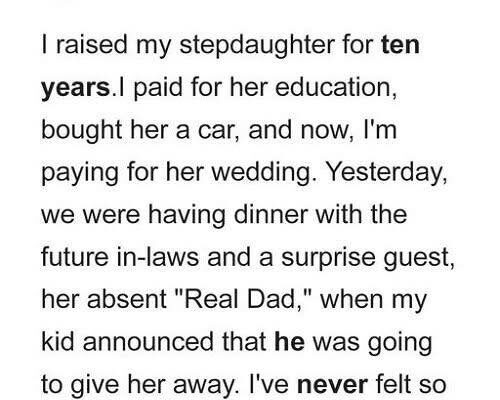 I Paid for Stepdaughter’s Wedding but She Chose Bio Dad to Give Her Away