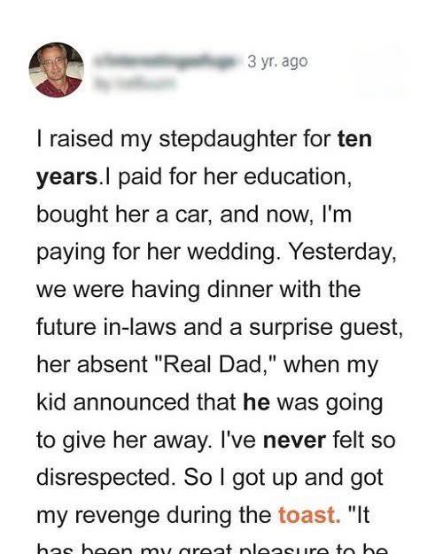 I Paid for Stepdaughter’s Wedding but She Chose Bio Dad to Give Her Away