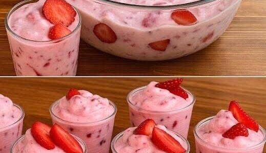 Strawberry Fluff Salad Mousse Cups Recipe
