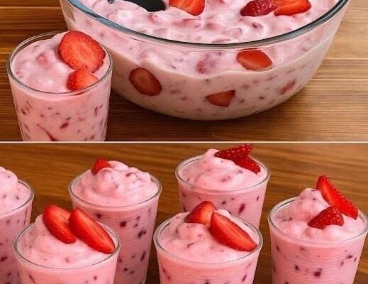 Strawberry Fluff Salad Mousse Cups Recipe