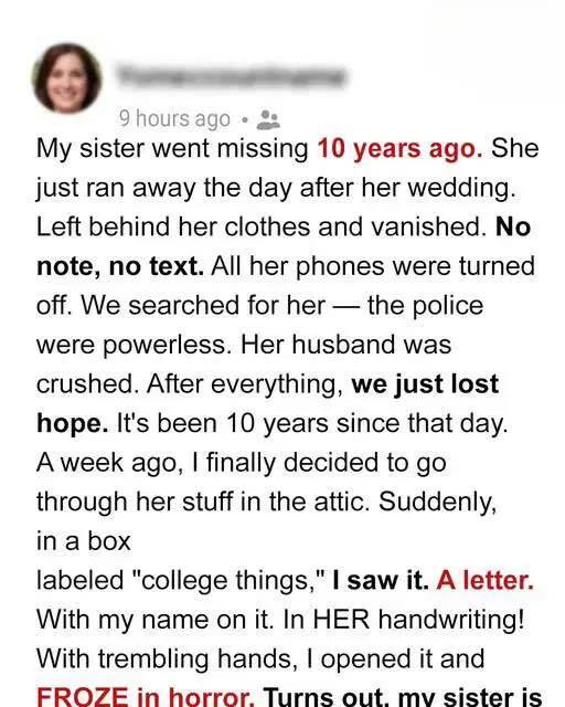 The Letter in the Attic: My Sister’s Wedding, Her Disappearance, and the Truth Ten Years Later