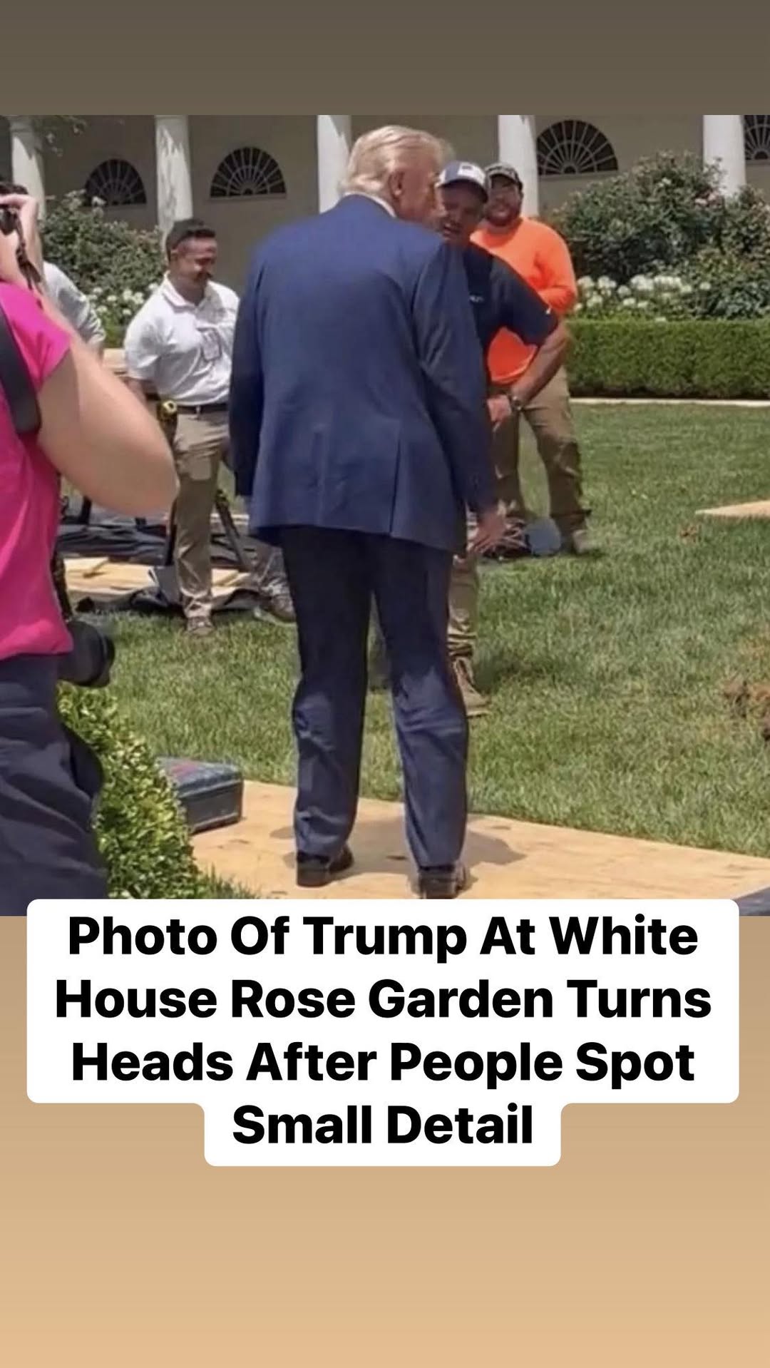 Small detail in White House Rose Garden photo of Trump leaves people buzzing.
