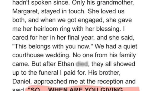My Husband’s Family Demanded I Return My Engagement Ring at His Funeral — They Didn’t Expect What Came Next