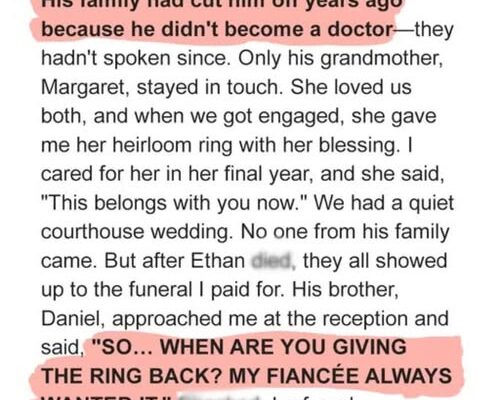 My Husband’s Family Demanded I Return My Engagement Ring at His Funeral — They Didn’t Expect What Came Next