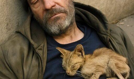 He Had No Home, No Family—except for the Cat That Slept on His Chest Every Night. “she Chose Me,” He Said. “that’s All That Matters.”