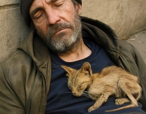He Had No Home, No Family—except for the Cat That Slept on His Chest Every Night. “she Chose Me,” He Said. “that’s All That Matters.”
