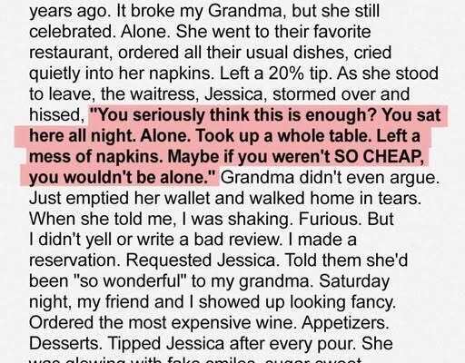 A Waitress Mocked My Grandma’s Tip—She Didn’t See My Response Coming
