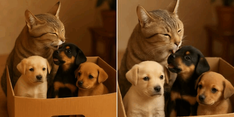 After my cat brought home puppies from who knows where a policeman knocked on the door