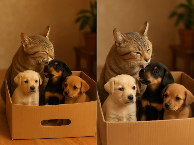 After my cat brought home puppies from who knows where a policeman knocked on the door